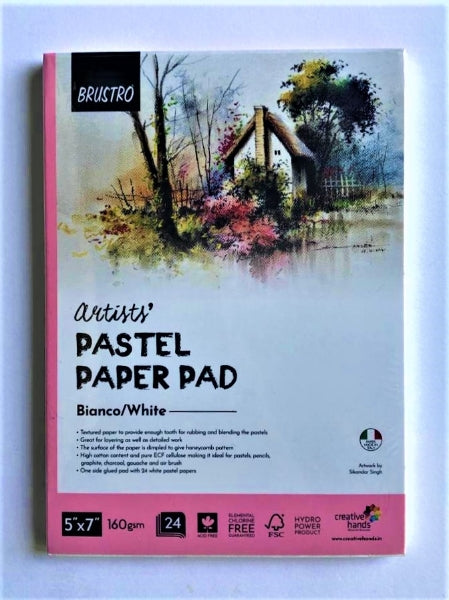 Brustro Artists' Pastel Paper Pad of 24 Sheets (160 GSM) |White|5" x 7"