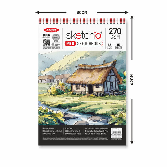 Anapan sketchbook packaging with a scenic illustration on a white background