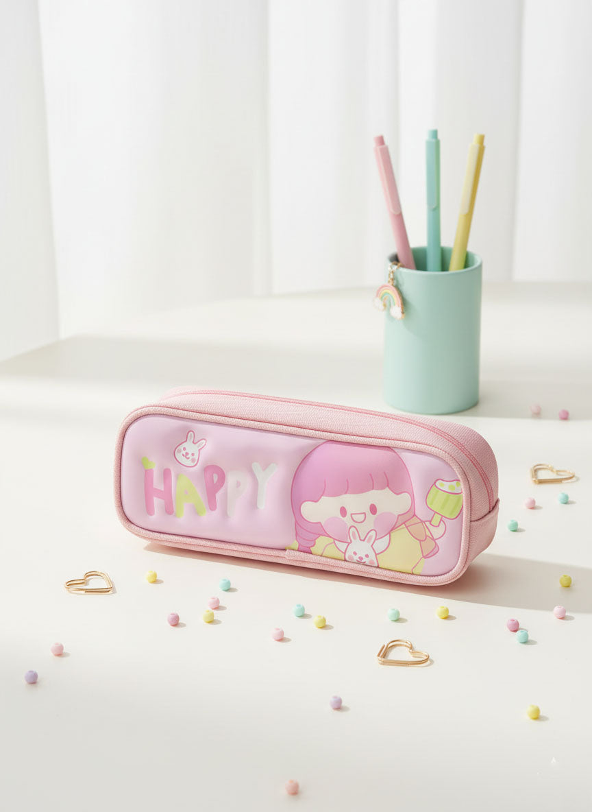 Kawaii Zipper Pencil case - Dream, Lucky and Happy Girl