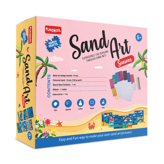 Funschool Sand Art Seasons craft kit packaging on a white background