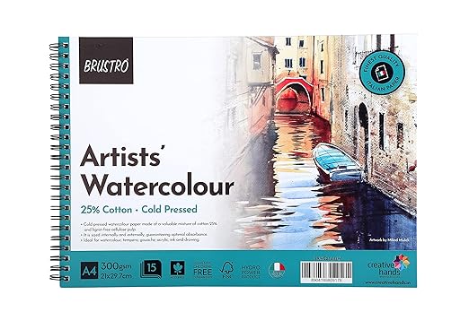 Brustro Artists' Watercolour painting book with a scenic illustration on the cover