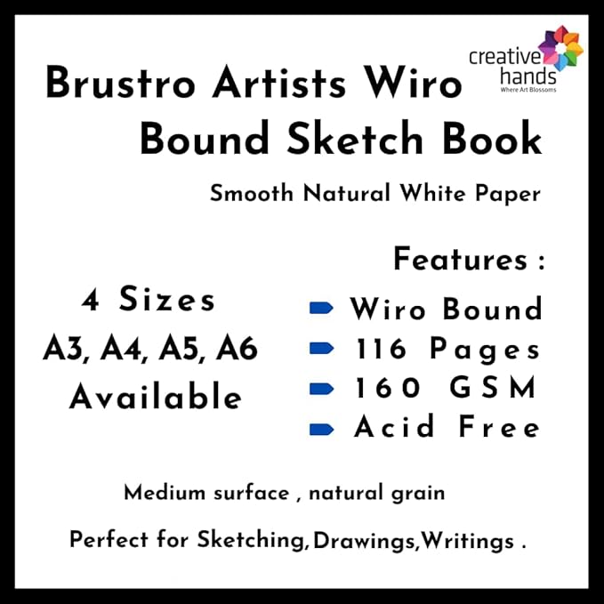 Brustro Artists Wiro Bound Sketch Book description with features and specifications.