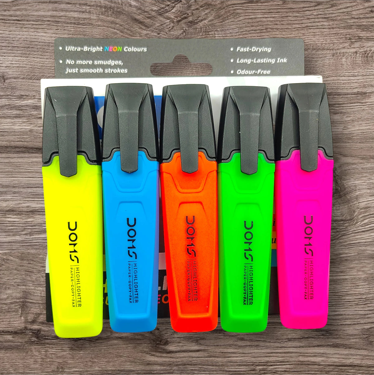Doms Highlighter Set of 5 Assorted Ultrabright Neon Colours
