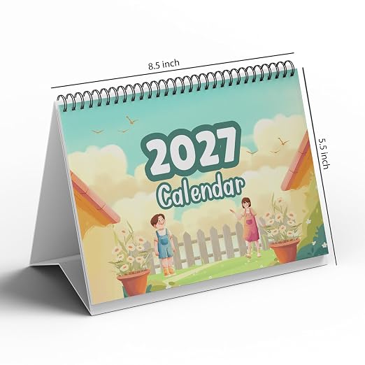 A5 Desk Calendar 2027 | Sunshine Table Calendar|300 GSM Textured Paper
