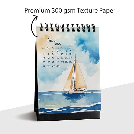 2027 A6 Desk Calendar | Watercolor Theme | Premium 300 GSM Art Paper