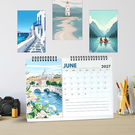 A4 Desk Calendar 2027 | A5 Split Table Calendar |Premium 300 GSM Textured Paper