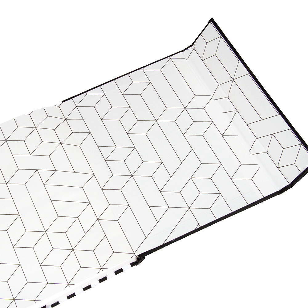 Geometric patterned mat with black border on a white background