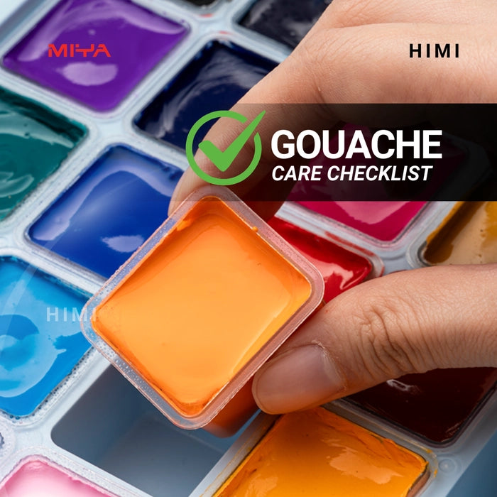 HIMI - Gouache Paint Twin Cup Set | 12 G x 48 Colours | Peach Fuzz