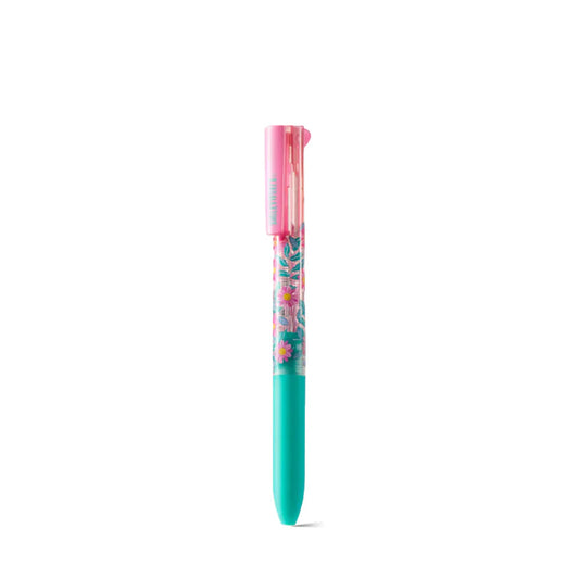 Colorful pen with floral design on a white background
