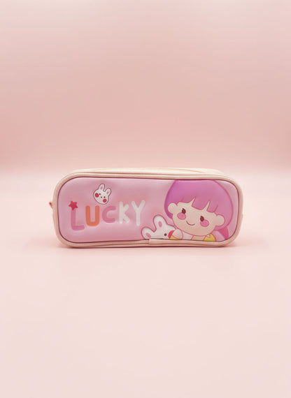 Kawaii Zipper Pencil case - Lucky Girl