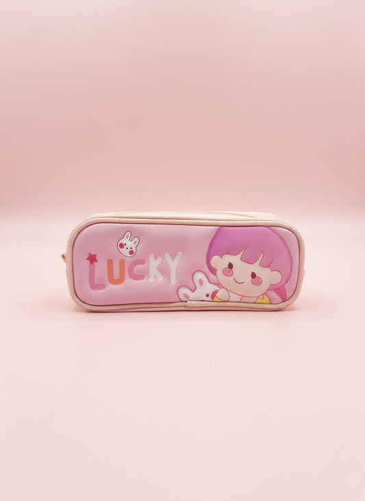Kawaii Zipper Pencil case - Lucky Girl
