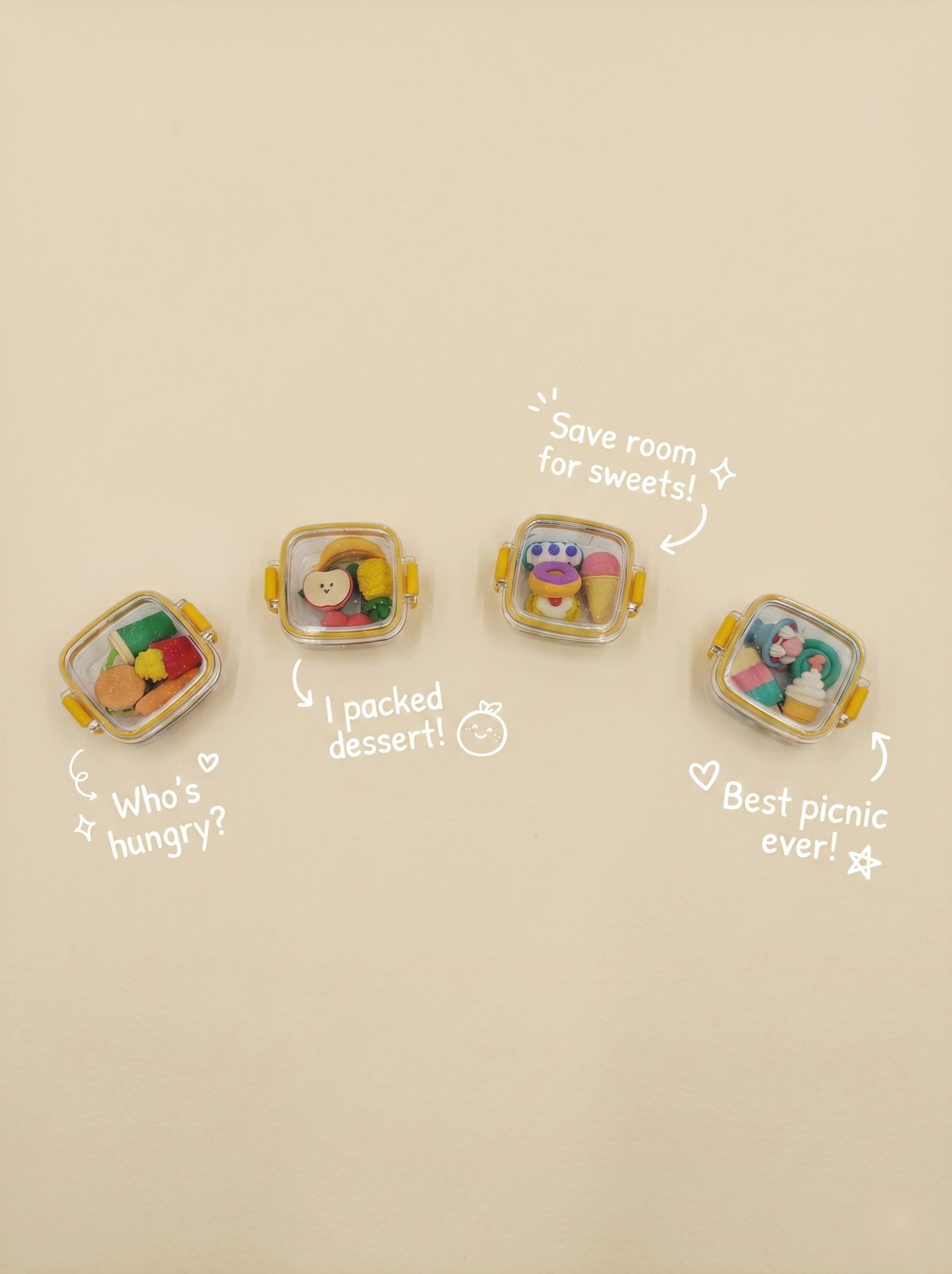 Cute mini food erasers