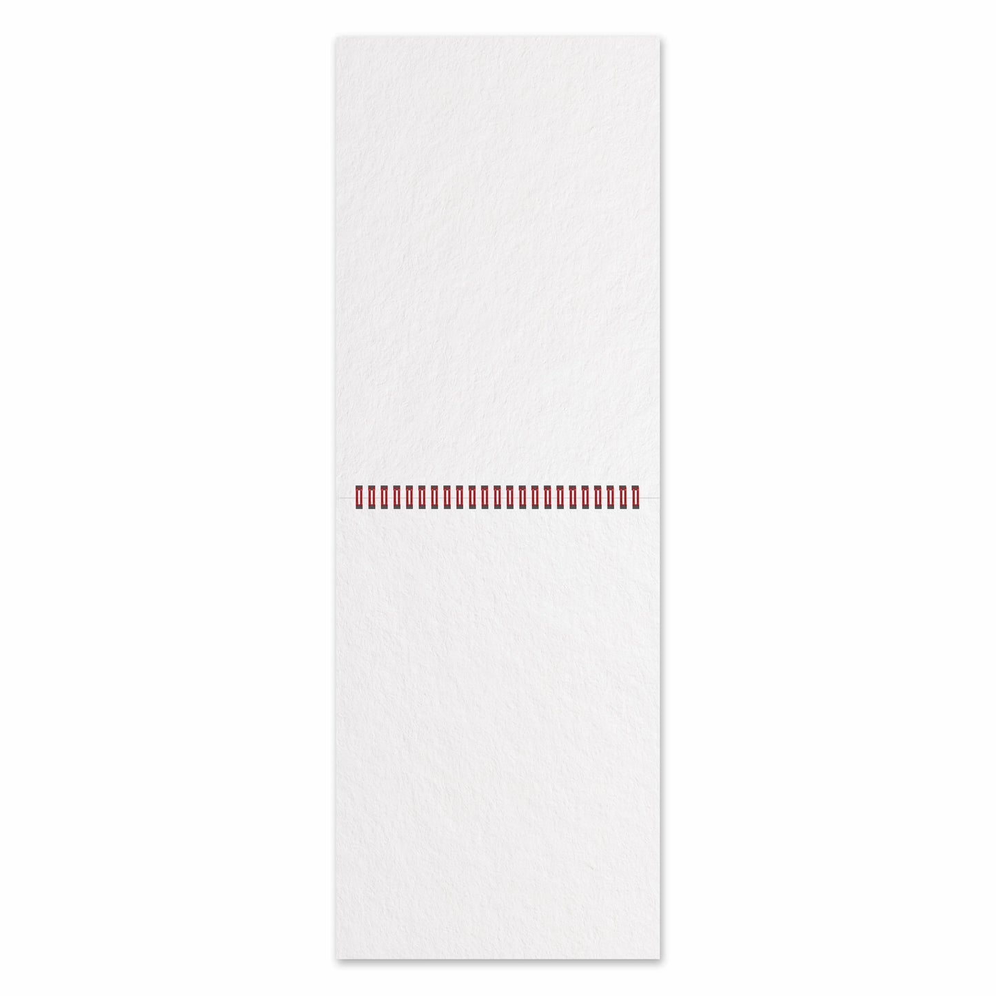 White notepad with red border design on a white background