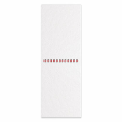 White notepad with red border design on a white background