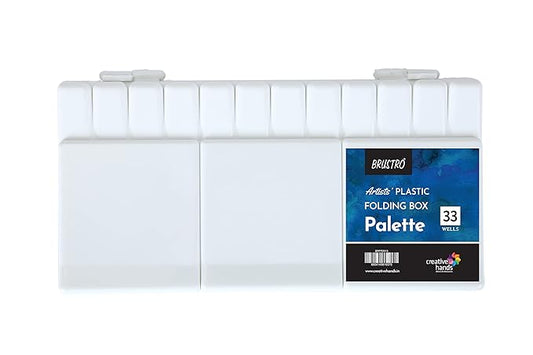 Brustro plastic folding box palette with 33 wells on a white background
