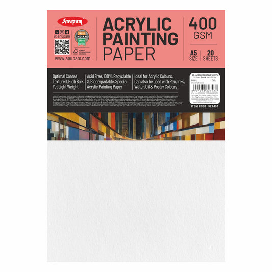 Acrylic painting paper packaging with Anupam branding on a white background