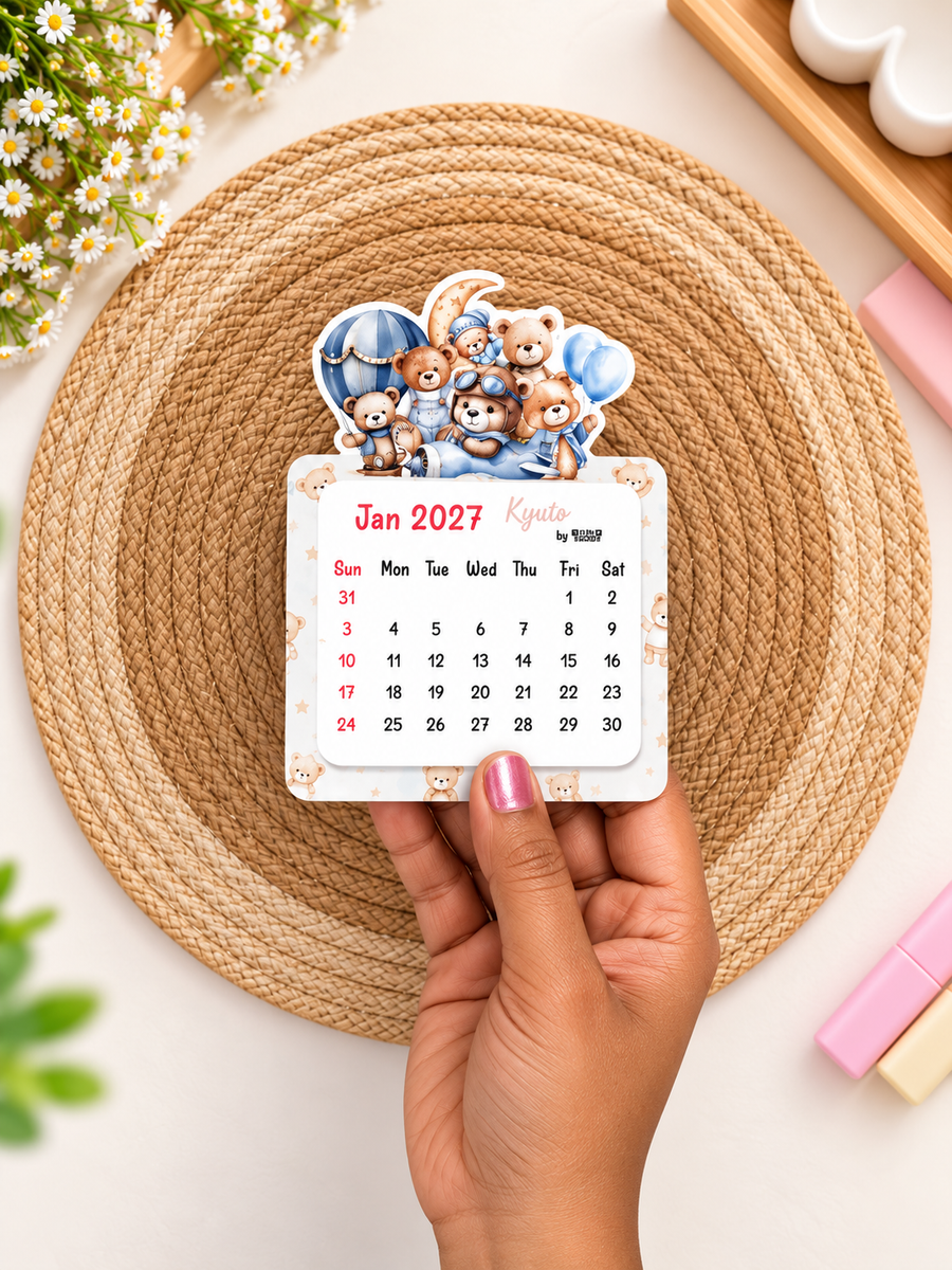 Teddy bear Mini Magnetic Calendar for 2027