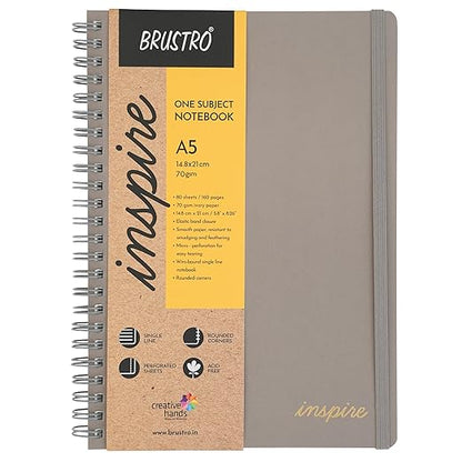 Brustro A5 notebook with brown and yellow design on a white background