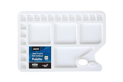Brustro Rectangle 23 Well Plastic Palette - 34.5 x 23.5cm | Ergonomic Design