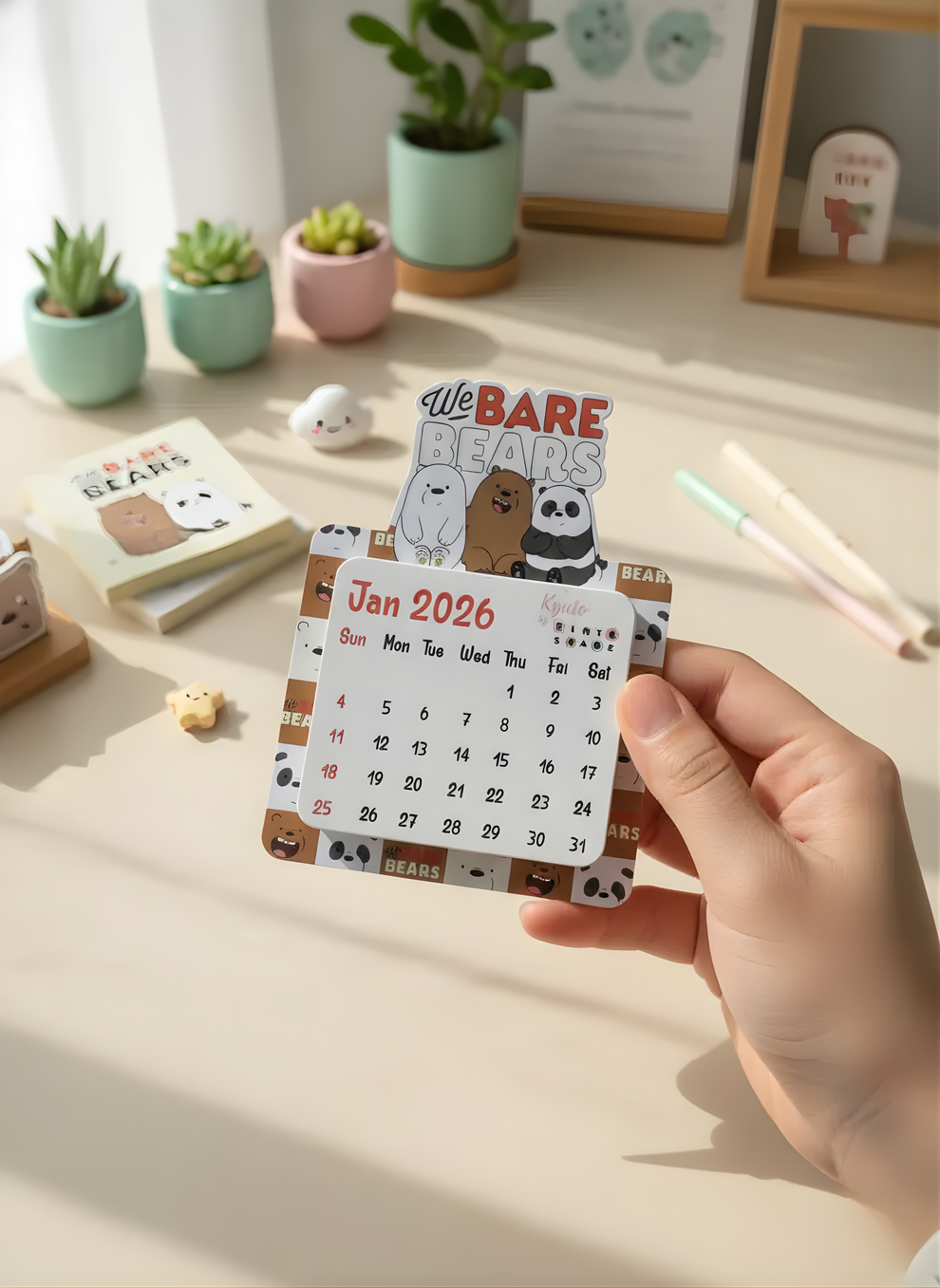 We bare bears Mini Magnetic Calendar for 2026 – Tint & Shade
