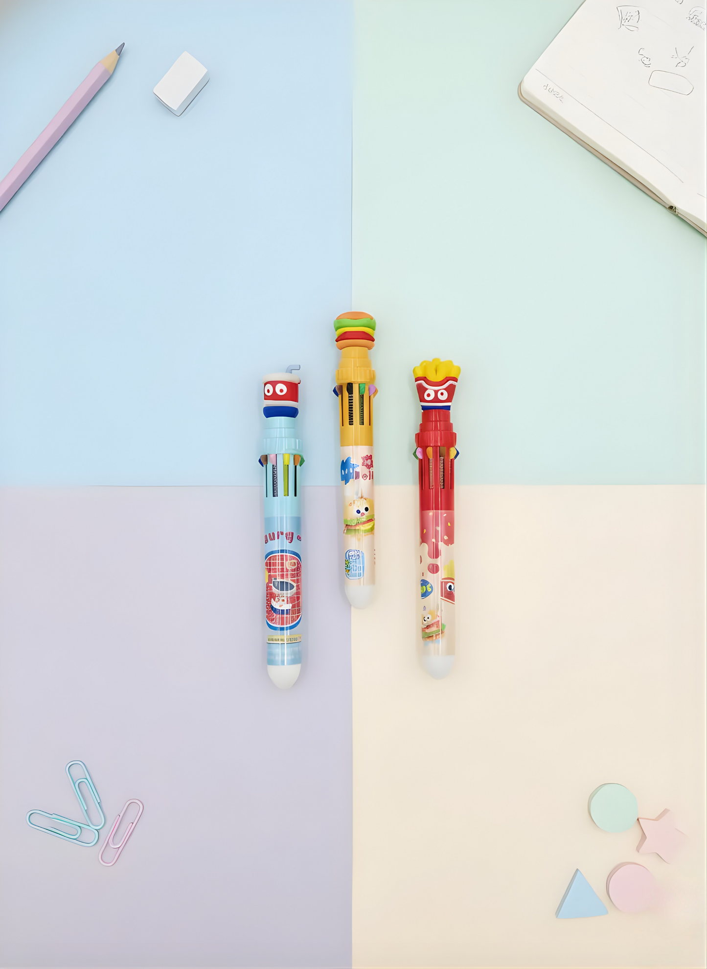 Burgers, Fries & Drink Multicolor Pens - Kawaii Multicolor pen