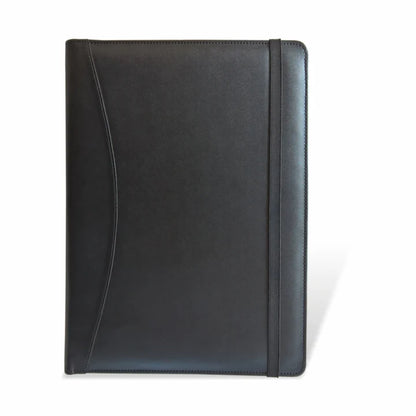 Black leather portfolio on a white background
