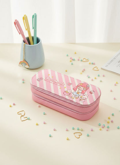 Kawaii Sweetmeats Pink Double Zipper Pencil Case