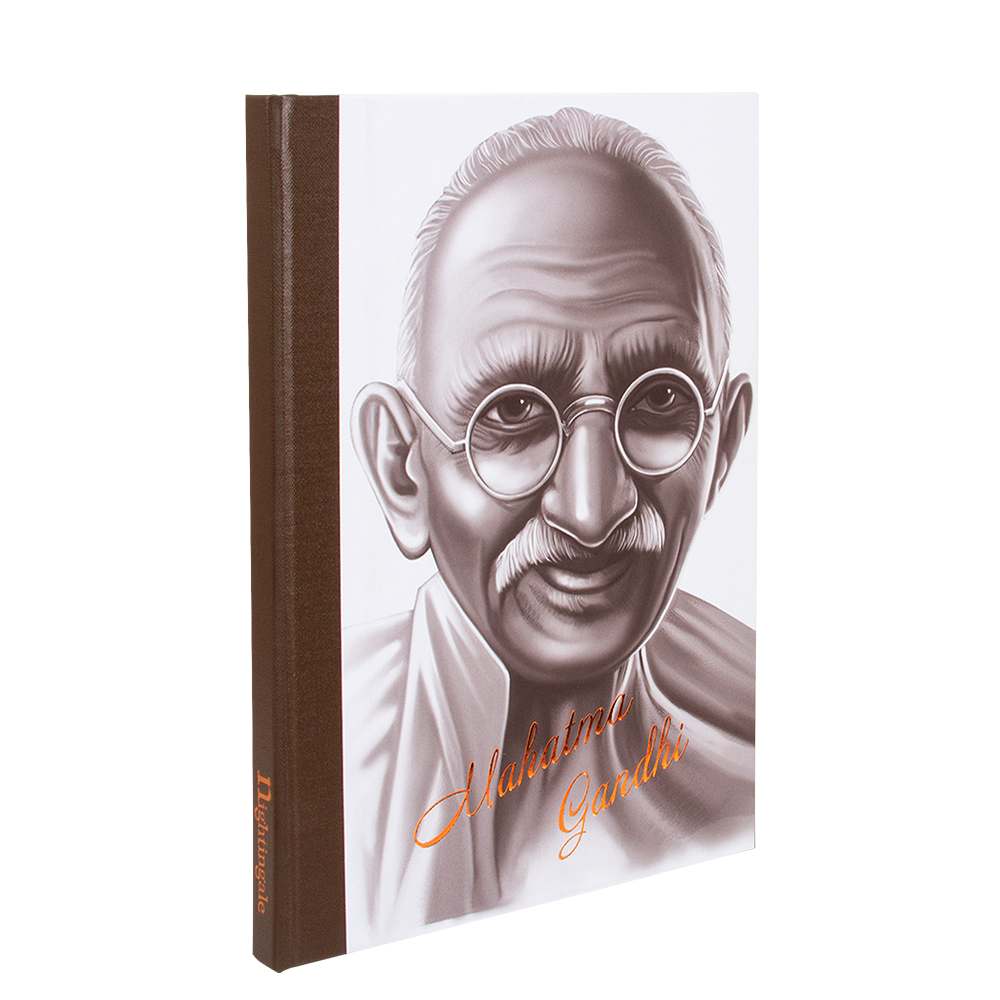 Notebook with a portrait of Mahatma Gandhi on the cover