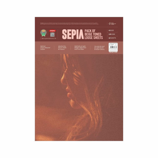 Pack of sepia-toned loose sheets with a artistic depiction on the cover.