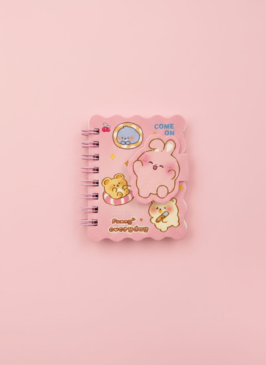 Cute Bunny & Bear Mini Spiral Notebook - A7 Size
