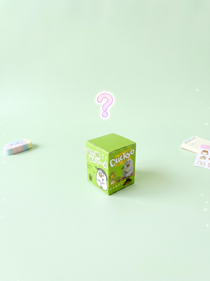 Green box with cartoon character and question mark on a light green background