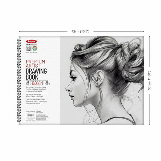 Drawing book with a portrait illustration on the cover, featuring the brand 'Ampan'.