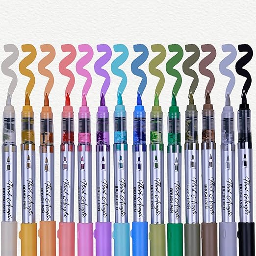 Set of colorful markers with wavy nozzles on a white background