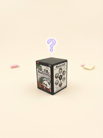 Black box with cartoon characters on a beige background