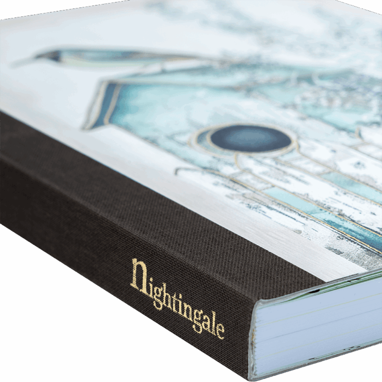 Book titled 'Nightingale' with a decorative cover design.