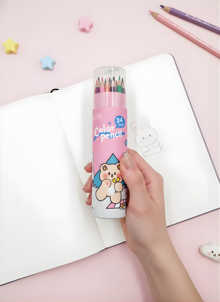 Kawaii long colour pencils - 24 shades
