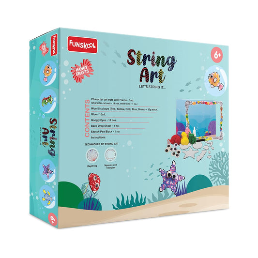 Funskao String Art craft kit packaging with colorful design and text on a white background