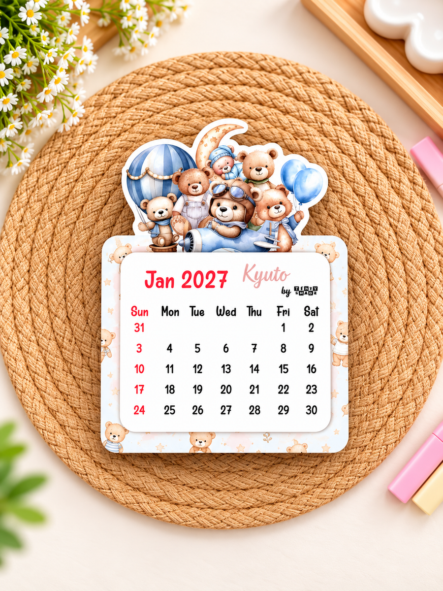Teddy bear Mini Magnetic Calendar for 2027