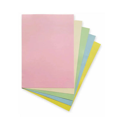 Set of pastel colored paper sheets on a white background