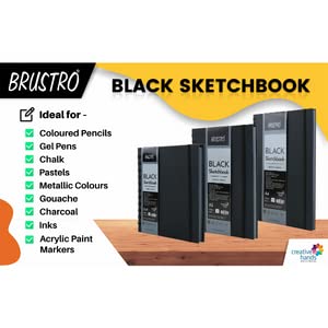 Brustro Black Sketchbook | Wiro Bound |200GSM |A4 |A5|6X6