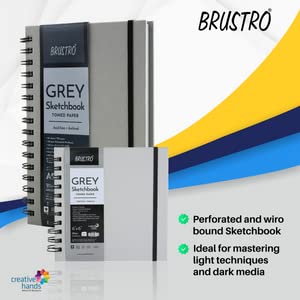 Brustro Toned Paper - Grey Sketchbook | A4,6X6| 120 GSM | Wiro Bound