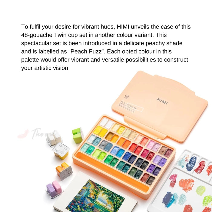 HIMI - Gouache Paint Twin Cup Set | 12 G x 48 Colours  | Peach Fuzz