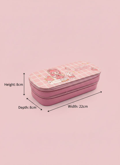 Kawaii Sweetmeats Pink Double Zipper Pencil Case
