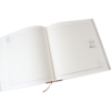 Open notebook with a white cover on a white background