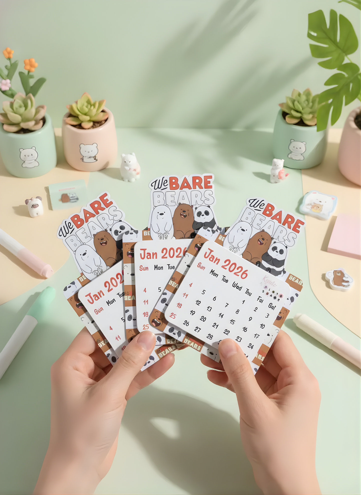 We bare bears Mini Magnetic Calendar for 2026