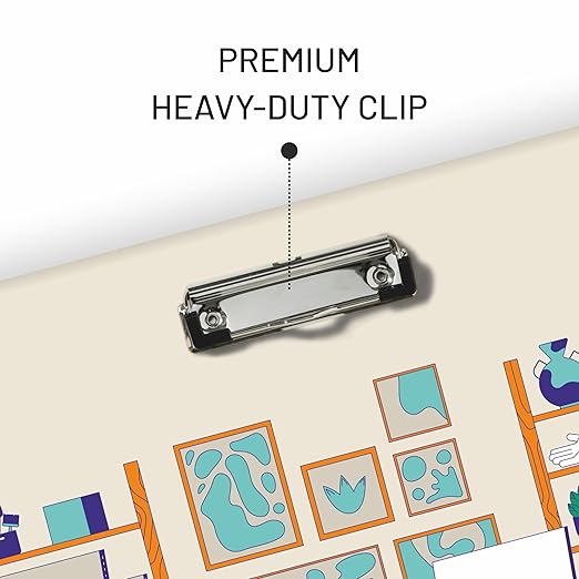 Heavy-duty clip on a surface with educational materials