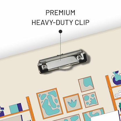 Heavy-duty clip on a surface with educational materials