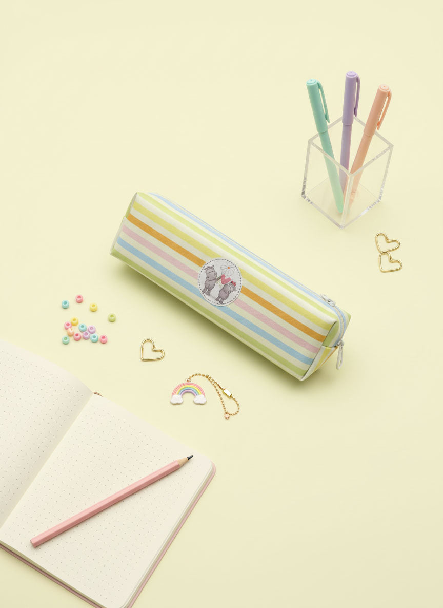 Kawaii Multi-Colour Stripes Zipper Case