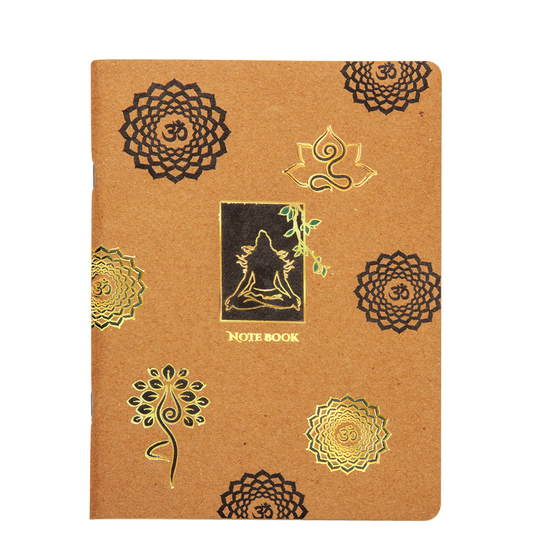 Notebook with decorative patterns on a white background