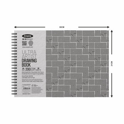 Drawing book with geometric pattern and dimensions labeled